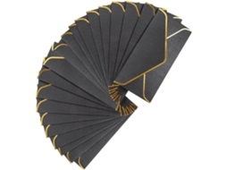 Conjunto de 20 Alipis Envelopes Pretos Elegantes e Multifuncionais com Detalhes Dourados para Convites Casamen