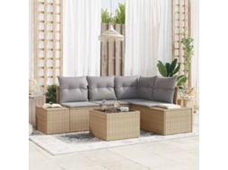Vidaxl Conjunto De Sofá De Jardim Bege E Cinza Claro Vime Pe