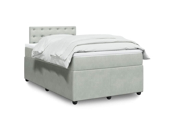 Vidaxl Cama Boxspring C/ Colchão 120x200 Cm Veludo Cinzento-claro