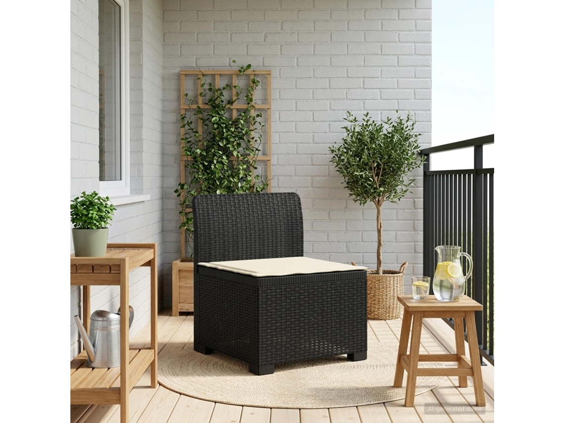 Vidaxl Sofá De Jardim 1 Lugar Com Almofada Look Rattan Pp Antracite