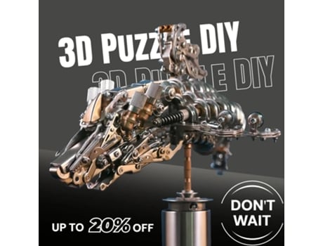 Modelo de baleia-robô com dentes de metal, 683 peças, quebra-cabeça 3D feito à mão, brinquedo criativo de alta precisão. Viewleaf