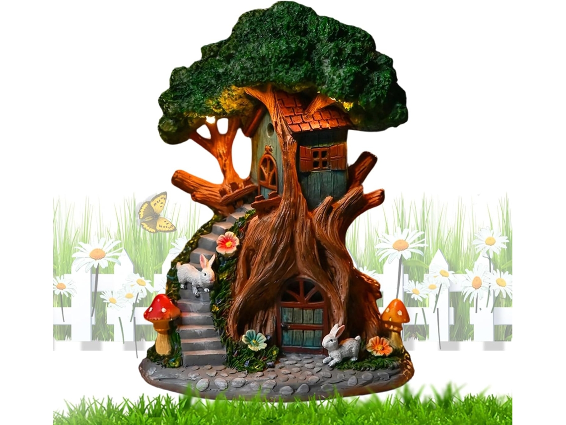 Genérico Solar House, Figura de Jardim com Luz Led, Peça Decorativa para Quintal, para Proprietários, Varanda, Jardim, CHABERLU