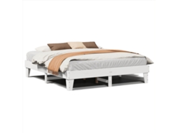 Cama Sem Colchão 200x200 cm Madeira de Pinho Maciça Branco MAISON EXCLUSIVE