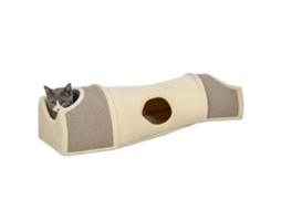 Túnel Para S Com 3 Aberturas, Pelúcia, Corda De Sisal Para Arranhar, 107x38x29 Cm, Bege/cinza