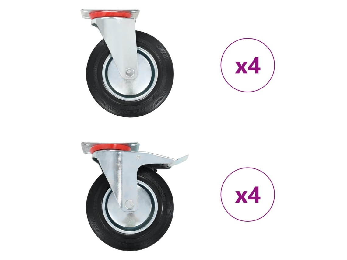 Vidaxl 8 Pcs Rodas Giratórias 200 Mm