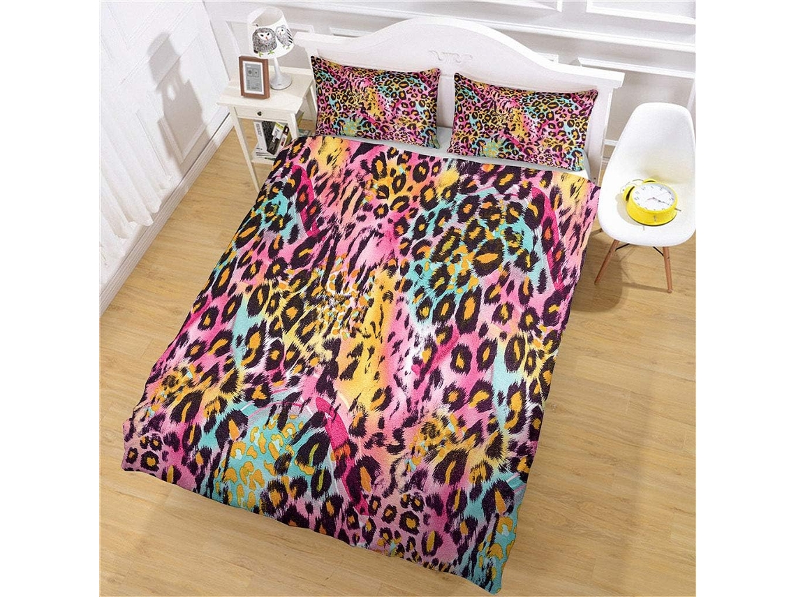 Capa de Edredom Leopardo em Microfibra Fronha 240x260cm