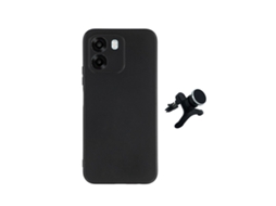 Kit Suporte Magnético Reforçado Capa Silicone Líquido Phonecare Para Oppo A6 - Preto