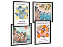 Composição De Quadros Caveira Gritando, Coruja, Gráficos Moldura Preta Imagens Para Um Quarto Infantil Espelharte (conjunto De 4 Imagens)