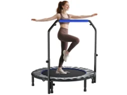 Trampolim de Fitness BTFORUS Ø122cm cama elástica dobrável com alça ajustável de 4 níveis, preto e azul