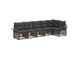 Vidaxl Conjunto De Sofá De Jardim 6 Pcs Cinzento Vime Pe