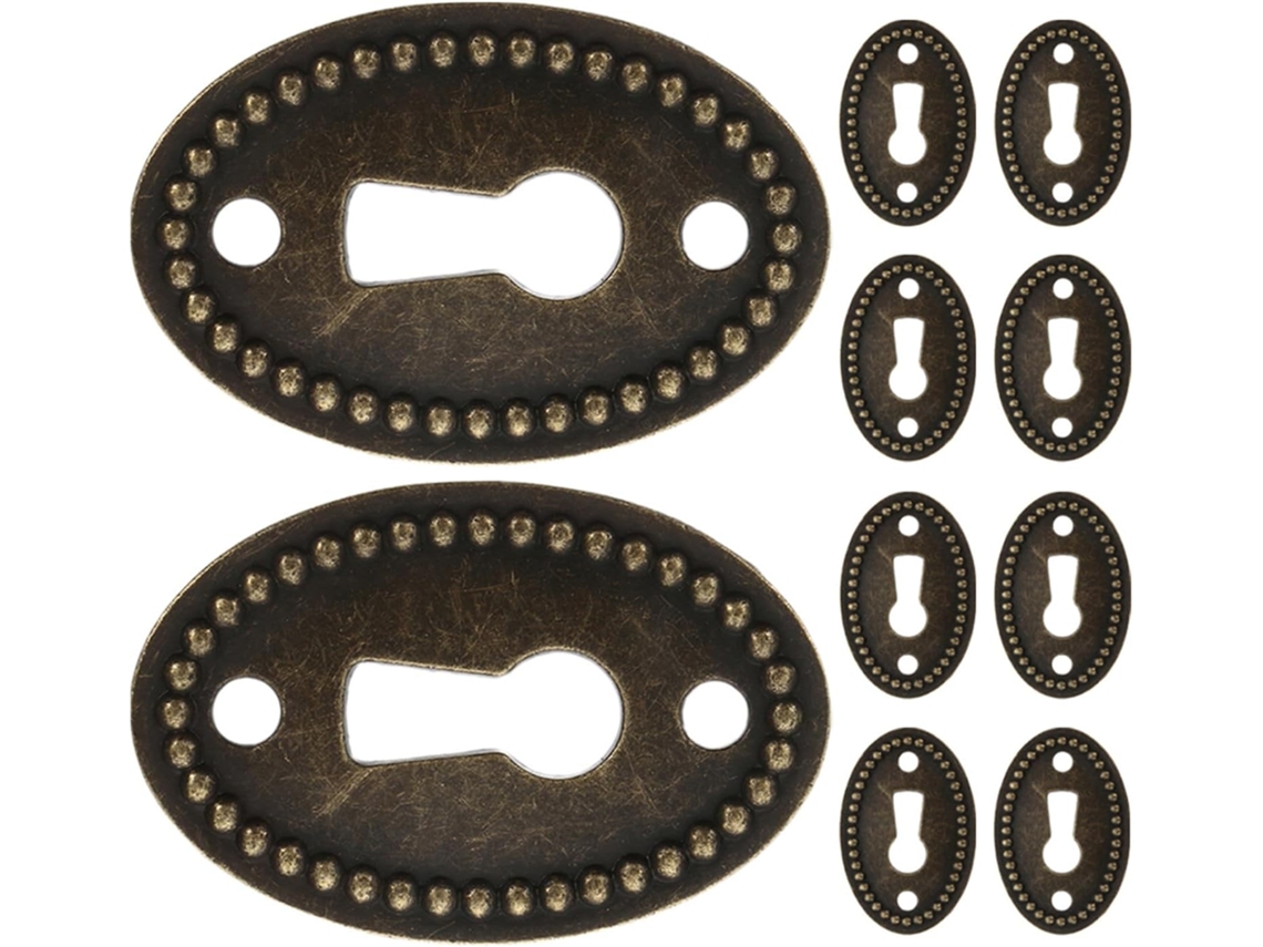 Conjunto De 10 Placas Ovais Para Fechadura, 35x23mm, Em Metal, Para Gavetas E Armários
