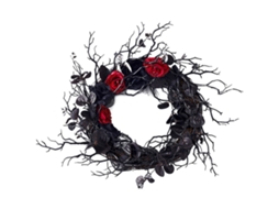 Guirlanda De Flores Mortas Com Laxiscreed Para Halloween, Decoração De Porta Com Ramos Negros Falsos