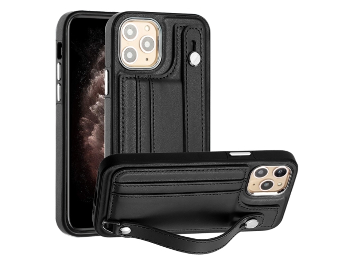 Capa Mobile Phone Cases Shockproof With Wrist para iPhone 11 Pro Pele Castanho