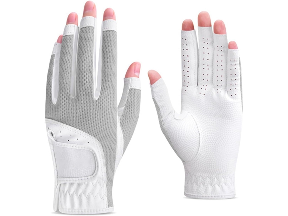 Luvas de Golfe Femininas com Dedos Abertos, Ajustáveis, em Malha Respirável, com Proteção Solar, Acessórios Pa