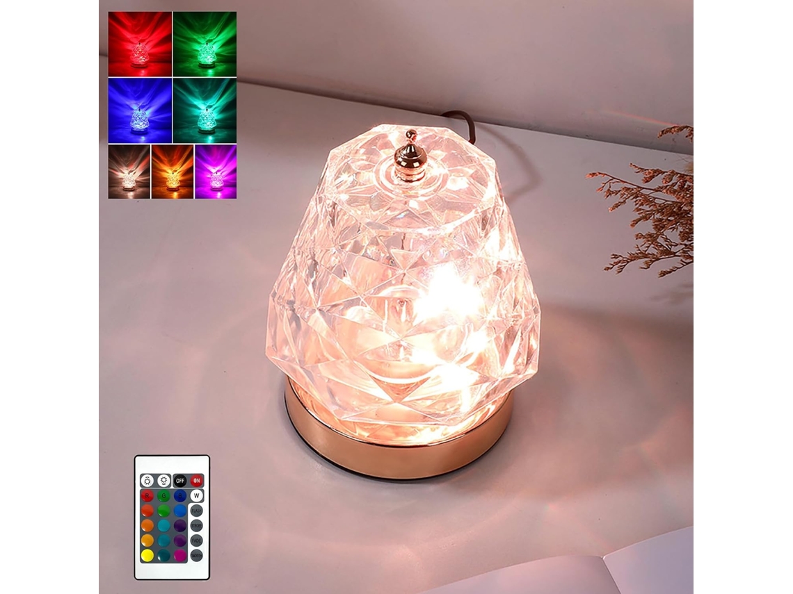 Luminária De Mesa Cristal Led, Luminária De Cabeceira Criativa Em Acrílico Com 16 Cores E Controle Remoto, Luminária De