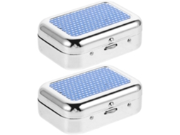 Conjunto De 2 Cinzeiros De Viagem Azuis Em Metal À Prova De Vento Com Tampas Herméticas, Mini Cinzeiros