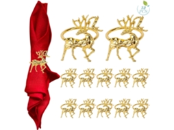 Decoración Navideña, Adornos Navideños,decoración Navideña Para El Hogar,decoración Navideña, 12 Servilleteros De Reno Navideño(dorado)