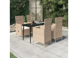 Vidaxl 5 Pcs Conjunto De Jantar Para Jardim Com Almofadões Bege