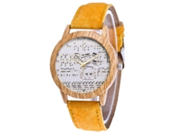 Relógio de Quartzo Estilo Vintage para Estudantes Pulseira de Lona Amarelo