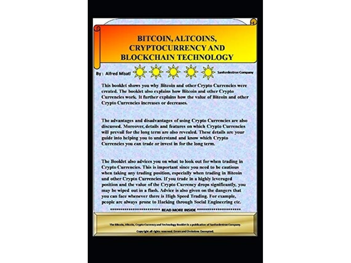 Livro Bitcoin, Altcoins, Crypto Currency And Block Chain Technology De  Alfred Mbati (inglês) | Worten.pt