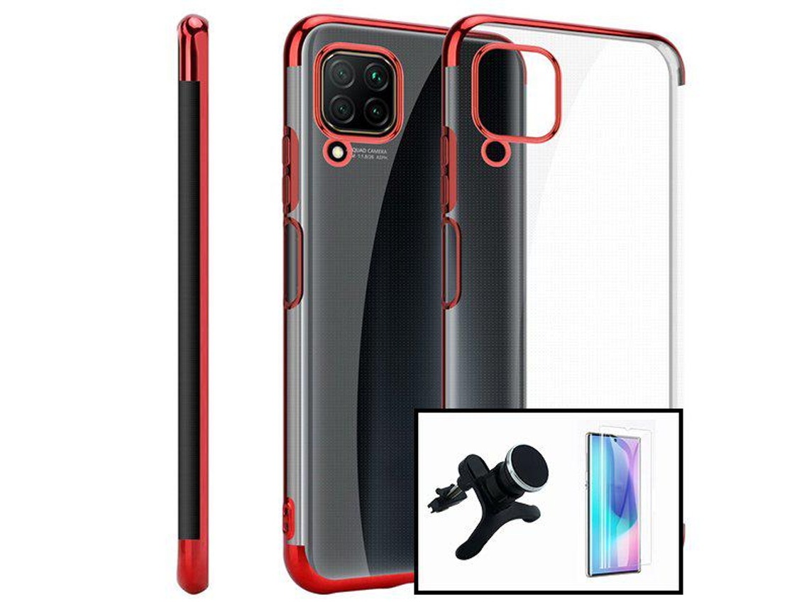 Kit Película Vidro Nano Curved UV + Capa SlimArmor + Suporte Magnético Carro Reforçado Xiaomi Mi Note 10 Lite Vermelho