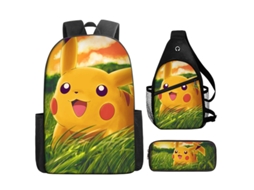 KOHREE Conjunto de Mochila Pikachu de Três Peças