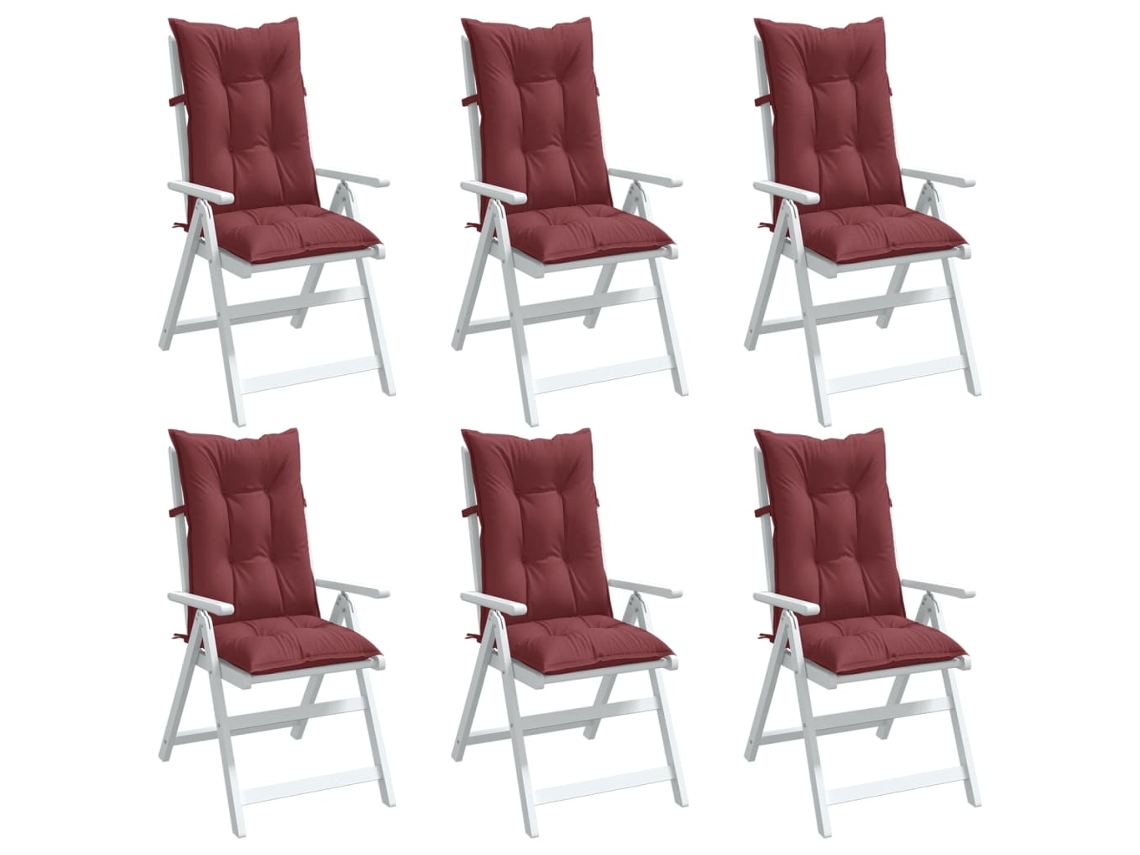 Vidaxl Almofadões Cadeiras Altas 6 Pcs Mesclado Tecido Vermelho Tinto