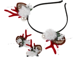 Conjunto De 4 Tiaras Natalinas Com Clipes Renas E Floco De Neve - Acessórios De Cabelo Para Festas