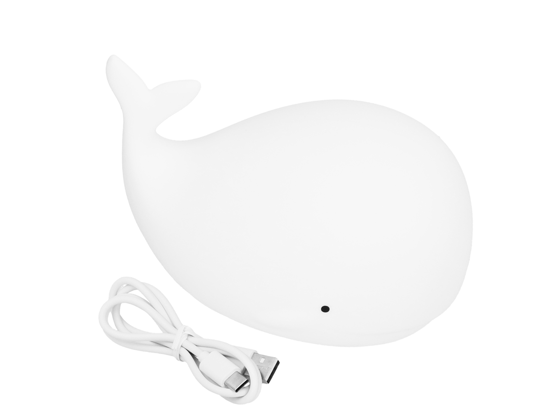 2026 luz Noturna de Silicona Carga Usb Ballena Bonita com 3 Modos de Luz e Função de Temporizador 3h Branca