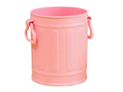 Porta canetas plástico com alças, balde, organizador de escritório e maquiagem, rosa, 9,5x8cm | S/MARCA