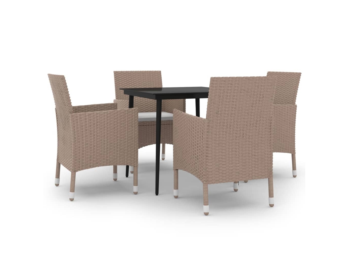 Maison Exclusive - 5 Pcs Conjunto De Jantar P/ Jardim C/ Almofadões Vime Pe/vidro