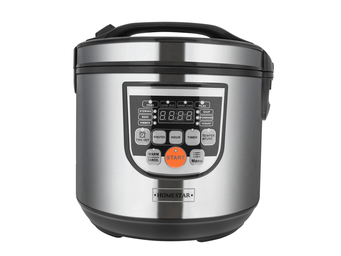 Panela De Arroz 5l Inox Com Visor Led E Função Manutenção De Calor Preto / Prateado Home Star