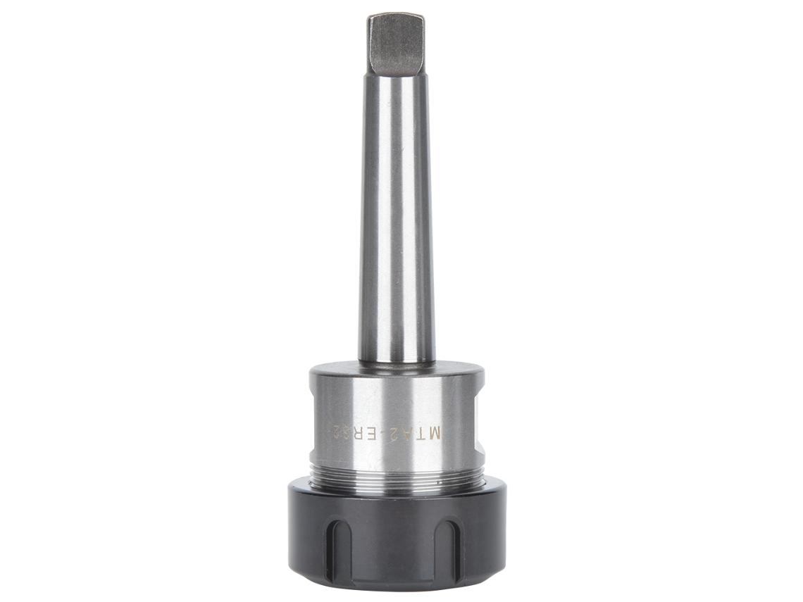 Mandril de aço rápido MTA2-ER32 com cone Morse para tornos CNC, fresadoras e furadeiras.