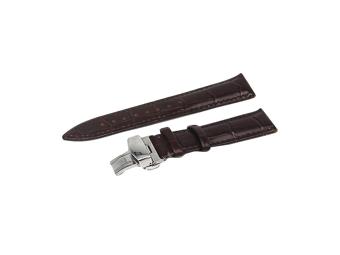 Pulseira De Relógio De Couro Puro De 20 Mm, Unissex, Fecho De Fivela, Marrom Escuro Olysi Shop
