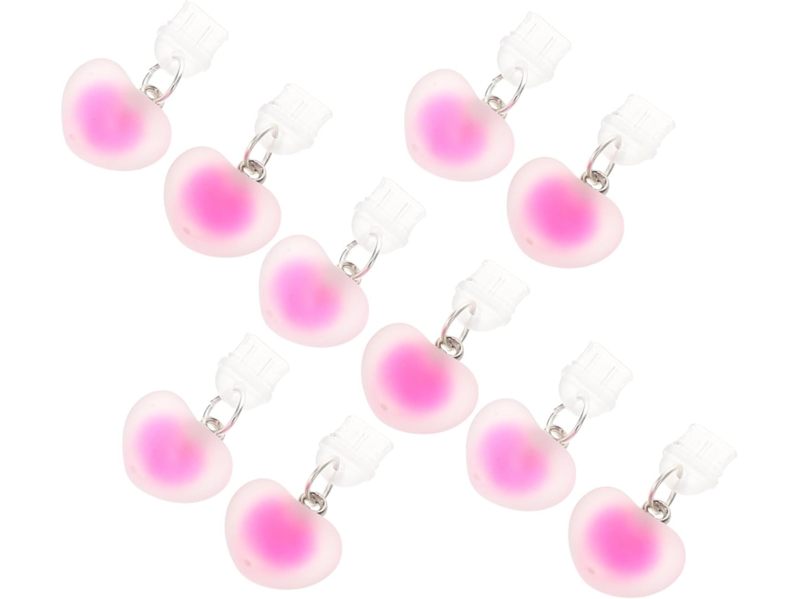 Pacote com 10 Protetores de Plugue Usb c em Formato de Coração Rosa Degradê. SFUSHOS