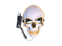 2026 máscara Facial Led de Calavera Iluminada com 3 Modos de Luz para Halloween e Festa de Disfraces Cor Amarela
