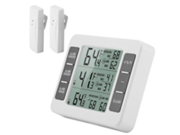 Lurelia Monitor De Temperatura Sem Fios Para Frigorífico E Congelador, Visor Lcd, 2 Sensores, Alarme Sonoro, Memória Máx./mín., Suporte Prático