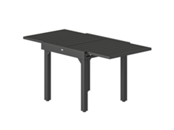 Mesa de jardim extensível 80/160 cm, retangular, preta, para 4 a 6 pessoas, terraço | S/MARCA