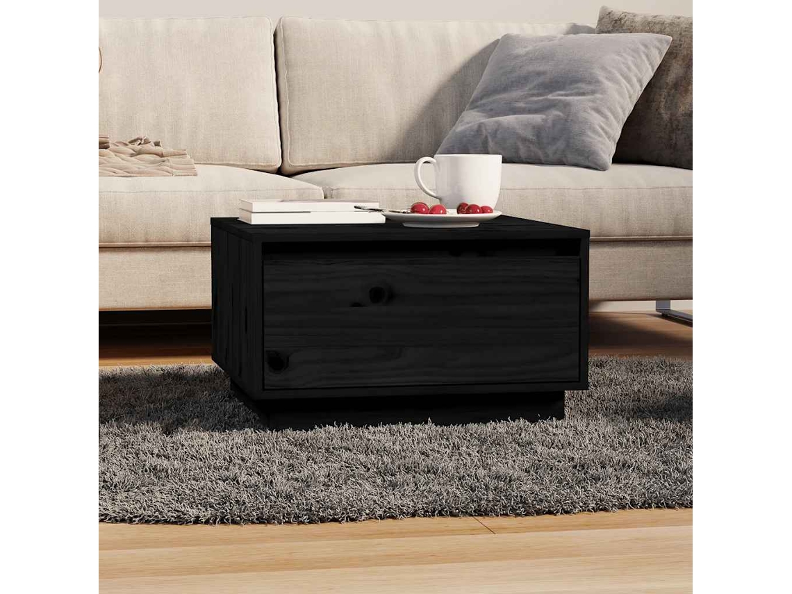 Vidaxl Mesa De Centro 55x56x32 Cm Pinho Maciço Preto
