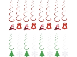 Conjunto de 48 peças de enfeites espirais para pendurar, com tema de árvore, floco de neve e veado, para festas e eventos.