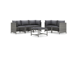 Maison Exclusive - 6 Pcs Conjunto Lounge De Jardim C/ Almofadões Vime Pe Cinzento