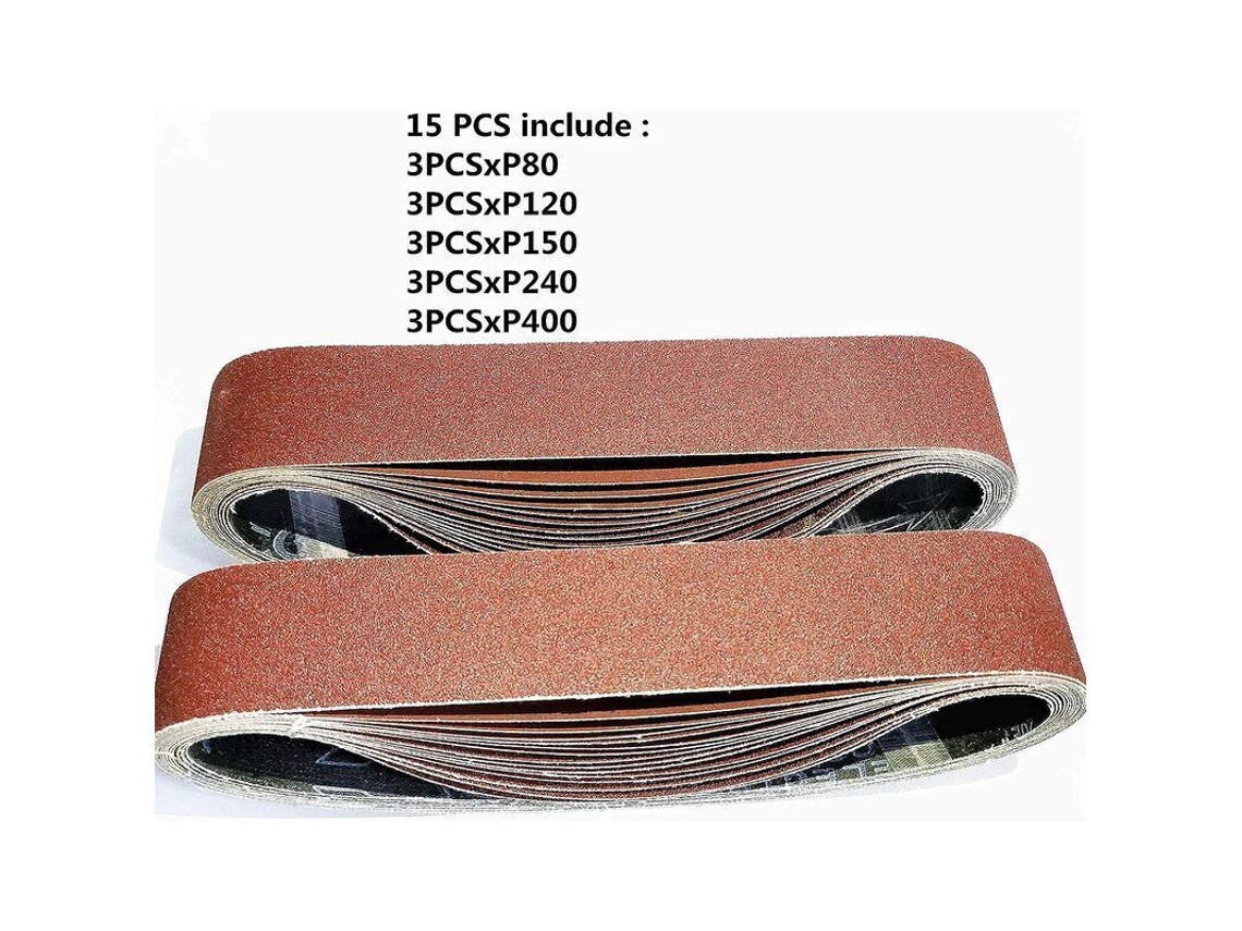Pacote de 15 Lixas BRILVIBERA com diferentes granulações 50x686 mm para lixadeiras de cinta (80/120/150/240/400)