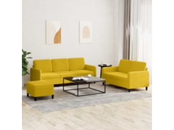 Vidaxl 3 Pcs Conjunto De Sofás Veludo Amarelo