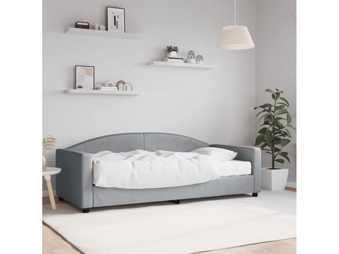 Cama De Solteiro | Camas Para Quarto | Sofá-cama Com Colchão 90x190 Cm Tecido Cinzento-claro