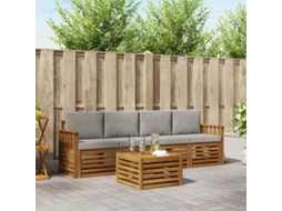 Vidaxl Conjunto De Sofás Para Exterior 5 Pcs Cinza Natural E Claro
