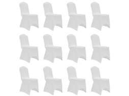 Vidaxl Capa Para Cadeira Elástica 12 Pcs Branco