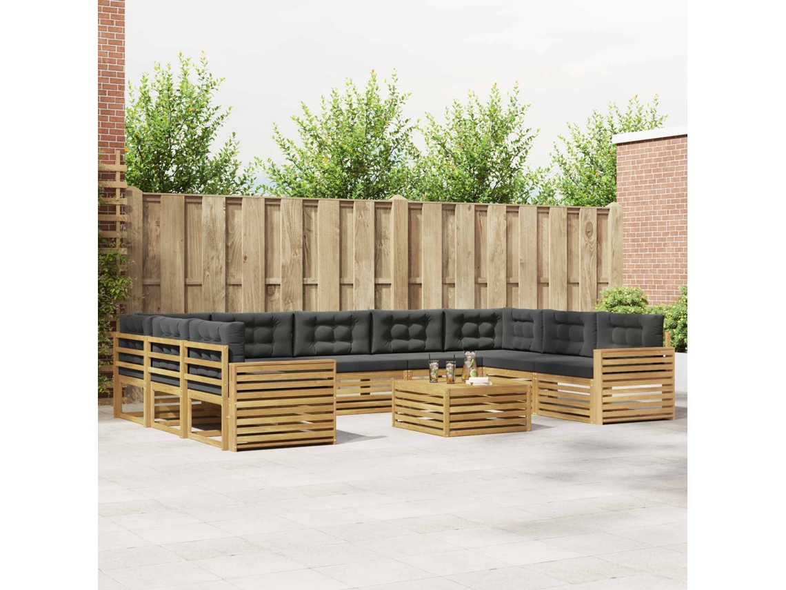 Vidaxl Conjunto De Sofás Para Exterior 10 Unid. Branco E Antracite