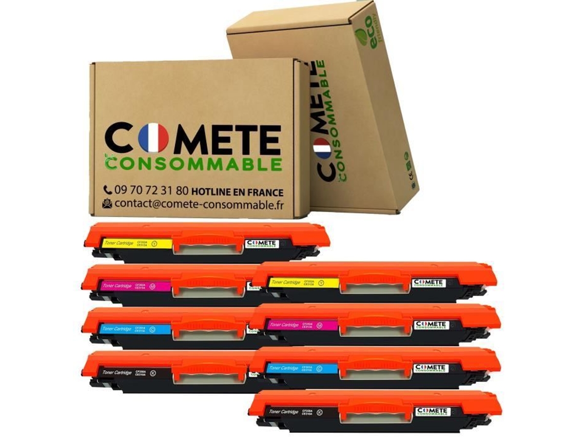 126A 8 Toners Compatíveis para Hp 126A Ce310A para Hp Laserjet Cp1025 Cp1025Nw Toner Hp Laserjet Pro 100 Mfp M175A M177Fw… COMETE CONSOMMABLE