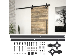 Vidaxl Kit De Ferragens Para Porta Deslizante Skien 200 Cm Aço Preto