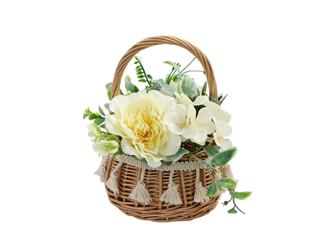 Cesto De Flores Artesanal Decoração Presente